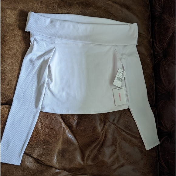 🆕GOOD AMERICAN Rib Fold Over Off Shoulder Top-L - Picture 5 of 14